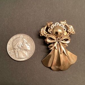 Beautiful gold tone guardian angel pin … hand crafted